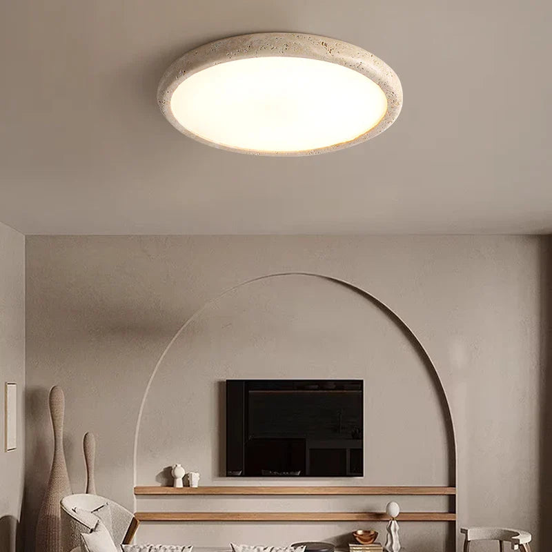 Afralia™ Nordic LED Ceiling Lights Yellow Travertine Stone Wabi Sabi Decoration