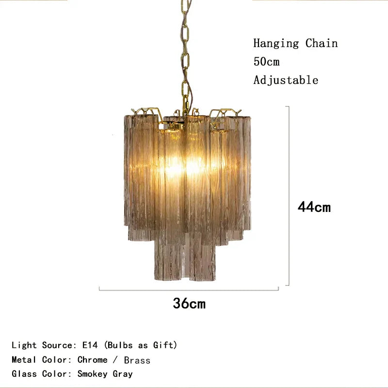Afralia™ Smokey Gray Glass Chandelier: Scandinavian Murano Flower Lighting for Dining Room
