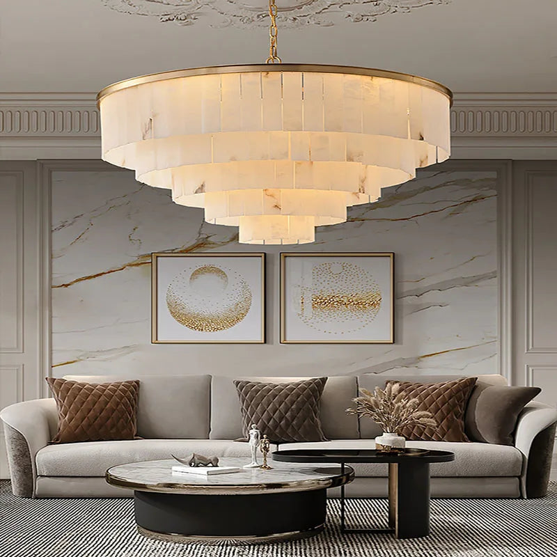 Afralia™ Spanish Marble Chandelier for Hotel Restaurant Lobby Custom Decoration Light