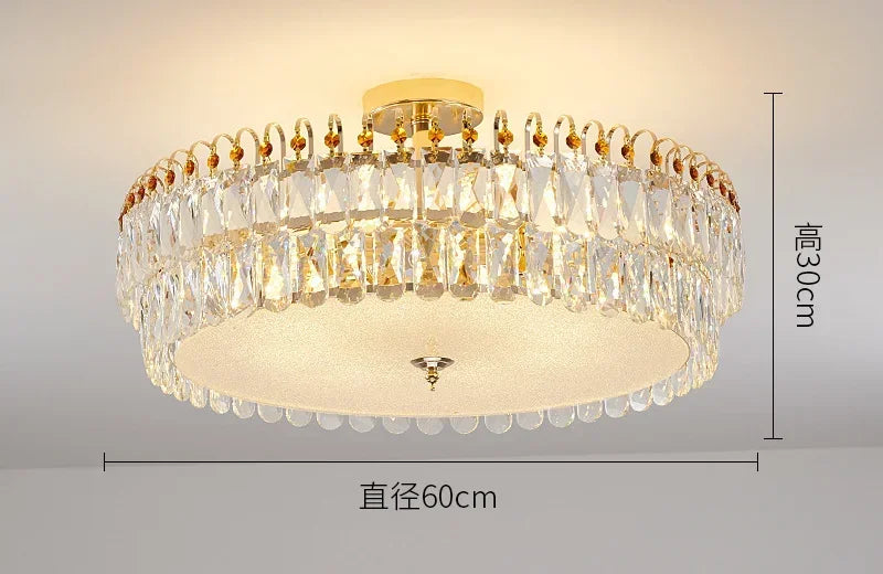 Afralia™ Crystal LED Chandelier Ceiling Lamp Modern Living Room Bedroom Light