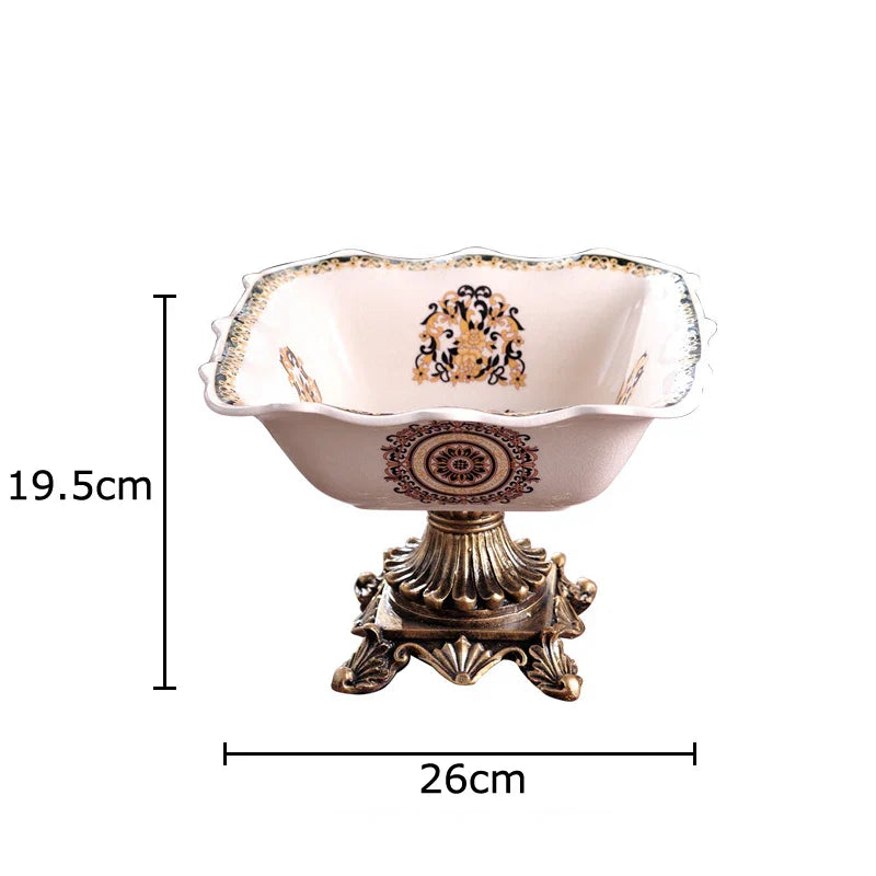 Afralia™ Classical Flower Pattern High-Footed Fruit Bowl Tray