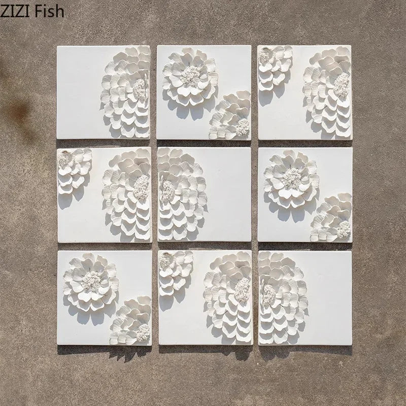 Afralia™ White Flower Wall Hanging: Artistic Living Room Decor & Floral Ornaments