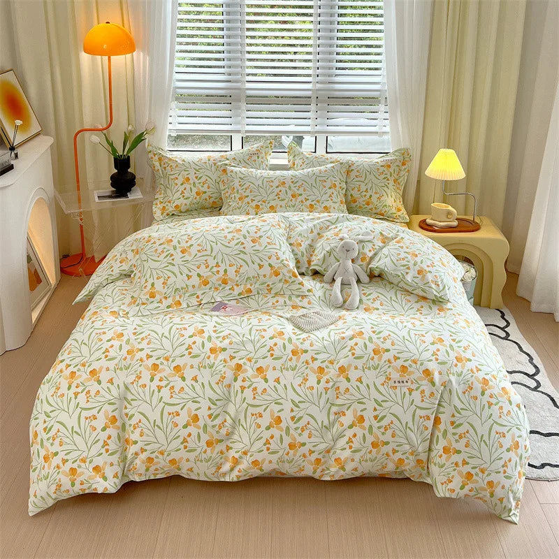 Afralia™ Luxury Cotton Stripe Printed Bedding Sets for Queen King Beds.