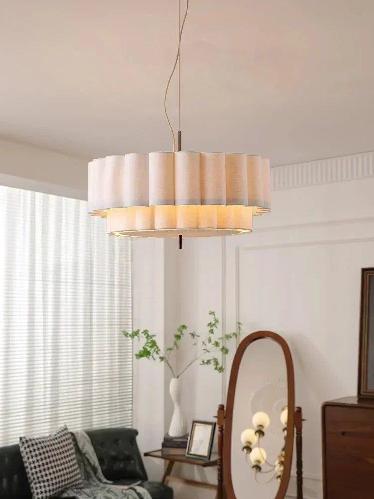 Afralia™ Scalloped Fabric Chandelier Retro Bohemia Pendant Lamp for Living Dining Bedroom