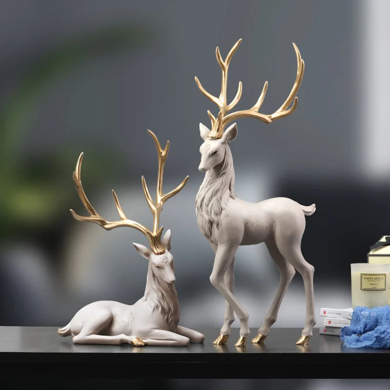 Afralia™ Resin Reindeer Sculpture: High-End Elk Figurine for Luxury Home Decor
