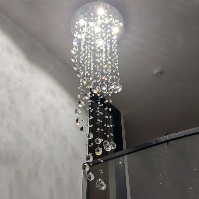 Afralia™ Modern K9 LED Crystal Chandelier for Living Room Staircase Bedroom Hotel Hall