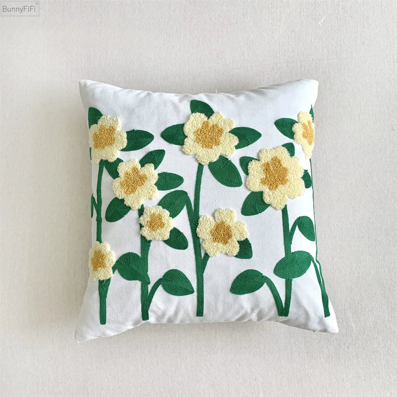 Floral Pillow Case Cushion Cover 45x45cm Afralia™ - Home Decor Living Room Cotton