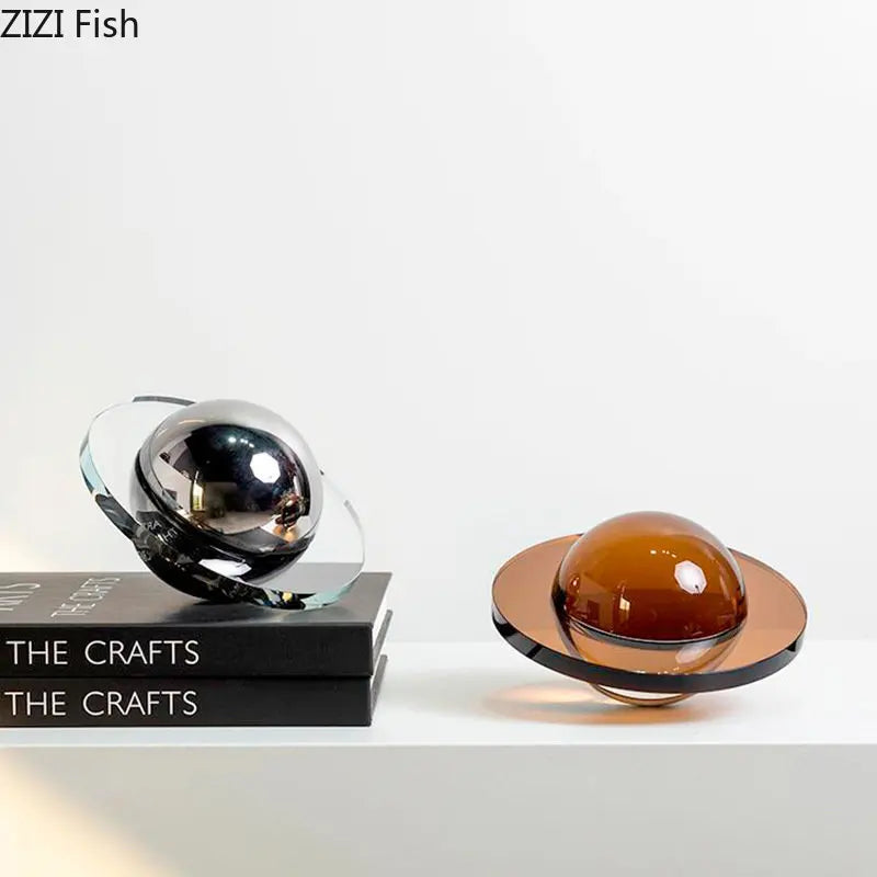 Afralia™ Crystal Planet Sculpture Ornaments: Modern Geometric Desk Decor & Crafts