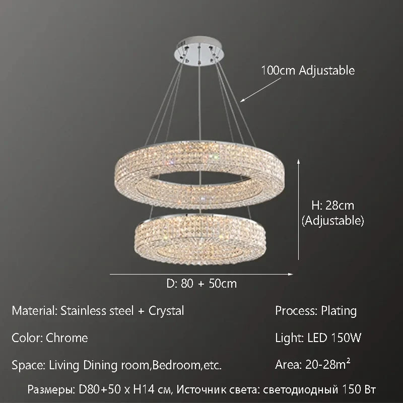 Afralia™ Elegant K9 Crystal Chandelier for Living Room, Dining Table, Bar