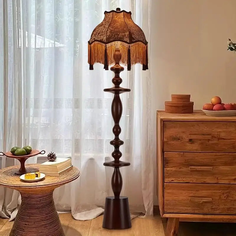 Afralia™ Chinese Tassels Floor Lamp Retro Warm LED Lighting Luxurious Home Decor