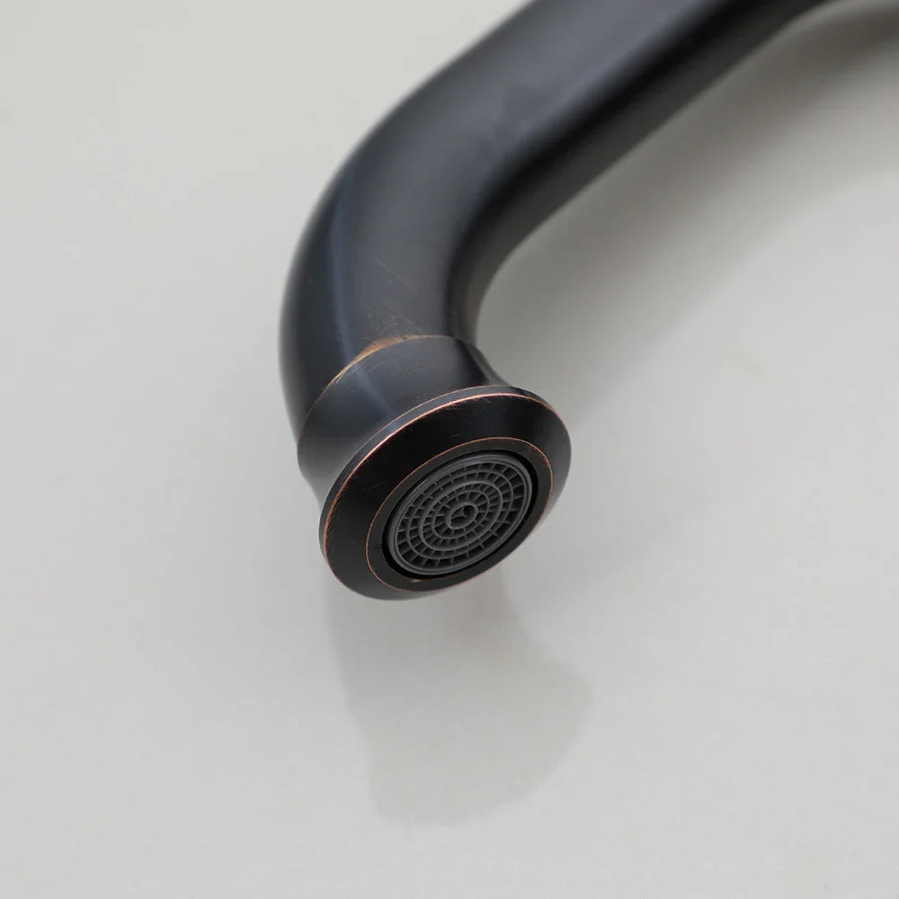 Afralia™ Special Shape Bathroom Faucet Black Finish Single Handle Hot Cold Mixer Taps