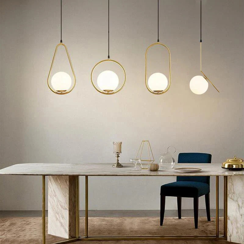 Afralia™ Glass Ball Pendant Lights for Kitchen Dining Bedroom Decor