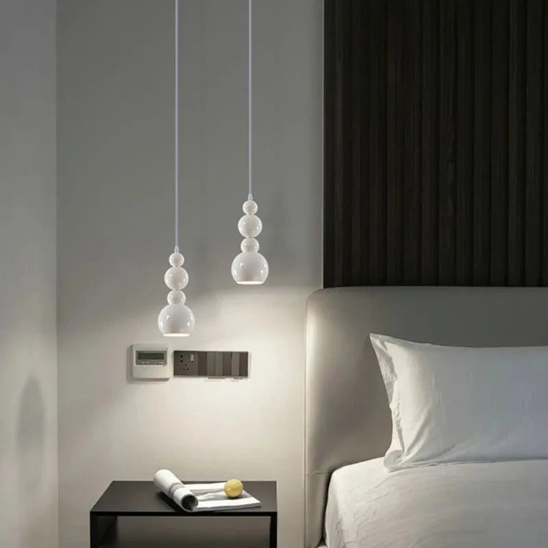 Afralia™ White Metal Pendant Lights: Bedroom Dining Room Indoor Lamp, E14 Bulb, Art Deco.