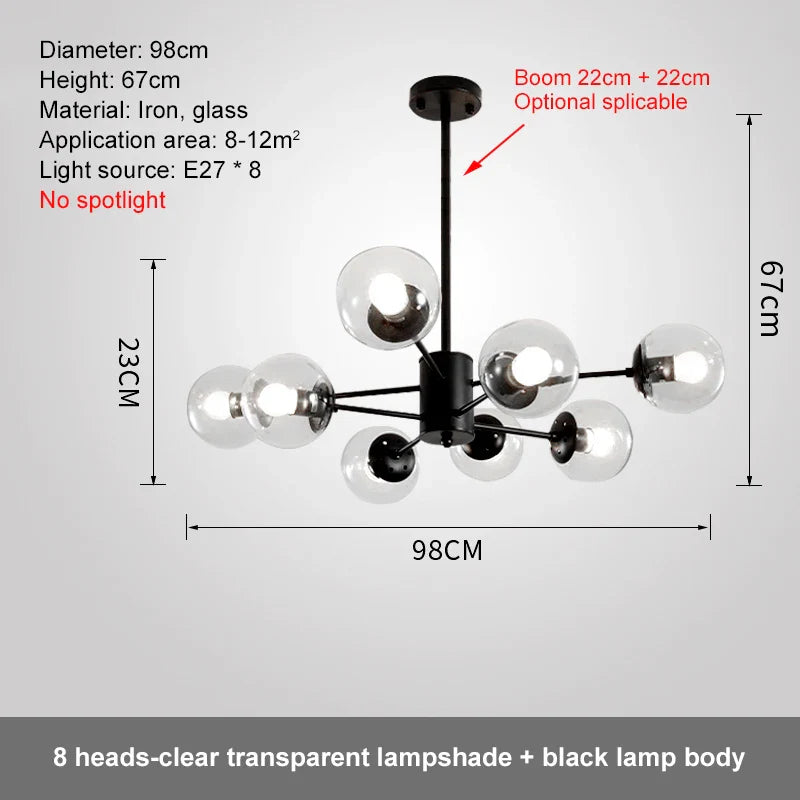 Afralia™ Glass Ball LED Chandelier for Bedroom Dining Room - Elegant Ceiling Pendant Lamp