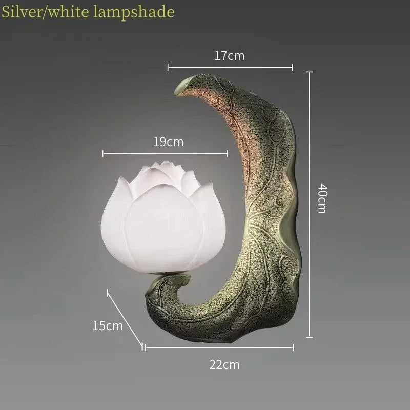 Afralia™ Nordic Lotus LED Wall Lamp: Retro Resin Sconce for Bedroom Home Decor