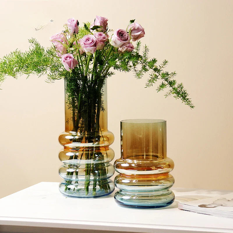 Afralia™ Gradient Glass Vase for Stylish Flower Arrangements and Home Decor