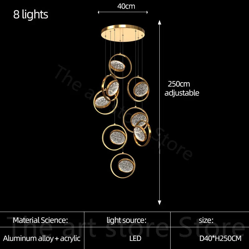 Afralia™ Luxury LED Chandelier for Villa, Staircase, Bar, Kitchen, Dining Room, Living Room