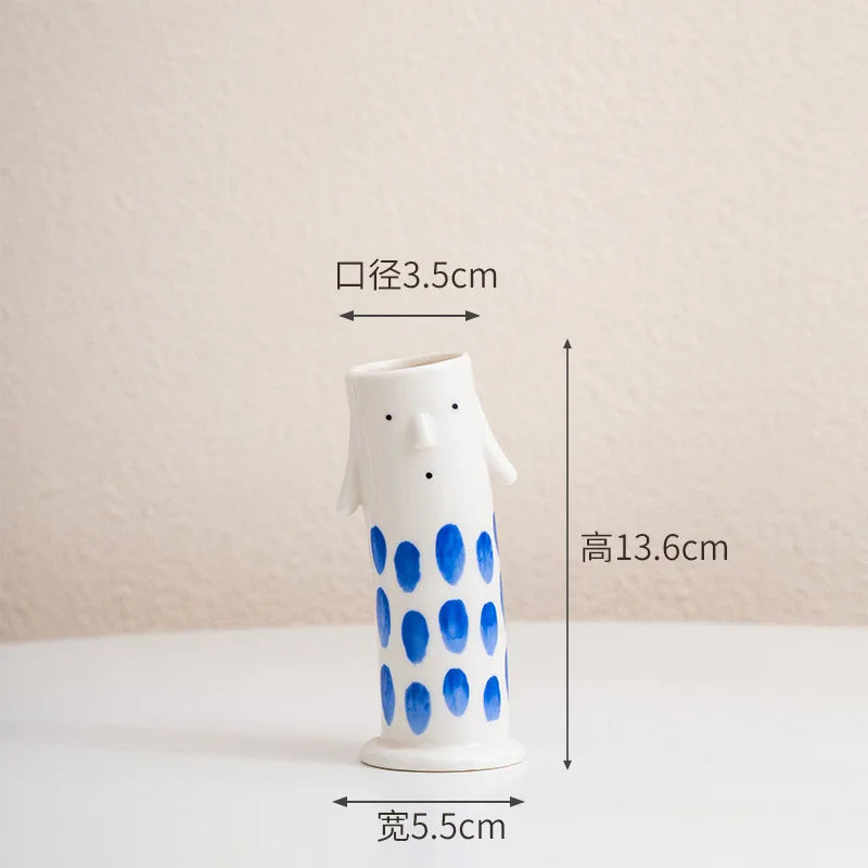 Afralia™ Ceramic Vase Coral Duct Family Home Decor Floral Arrangement Handmade Clay Art