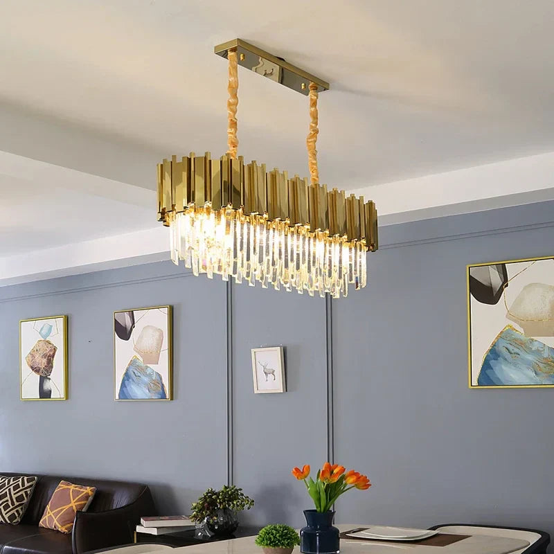 Afralia™ Crystal Oval Ceiling Chandelier LED Lights Bedroom Living Room Lighting