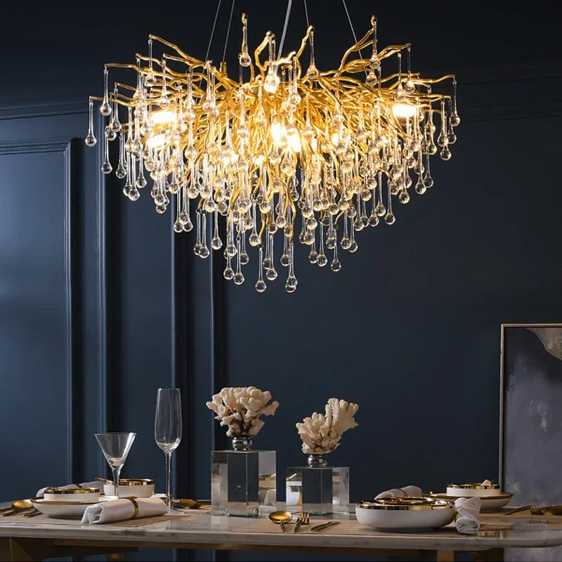 Afralia™ Gold Crystal Ceiling Chandelier for Elegant Home Lighting