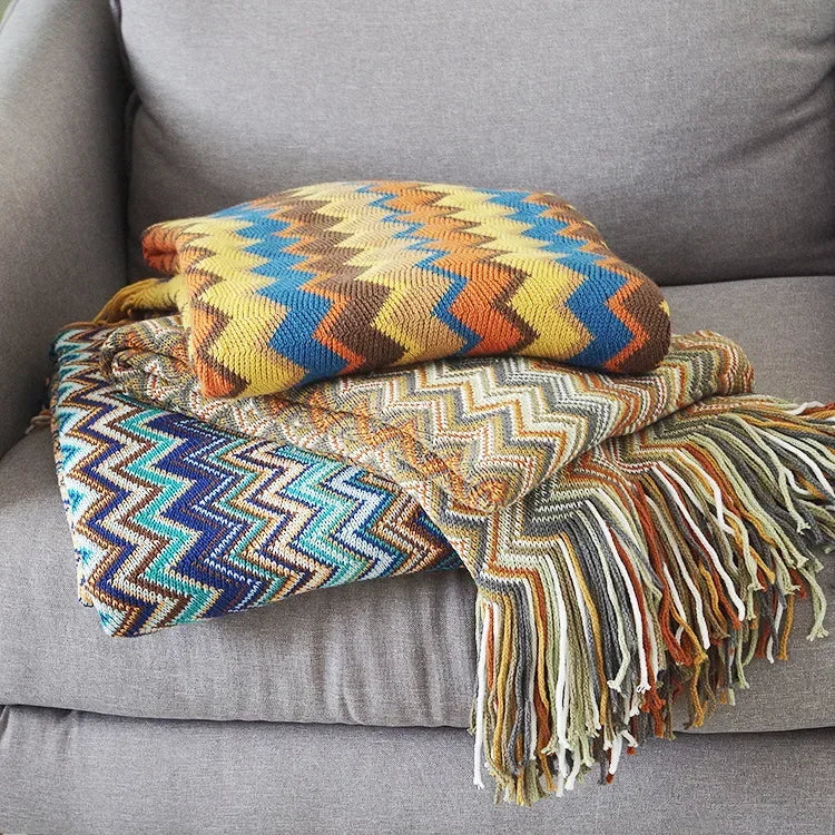 Afralia™ Knitted Striped Sofa Blanket