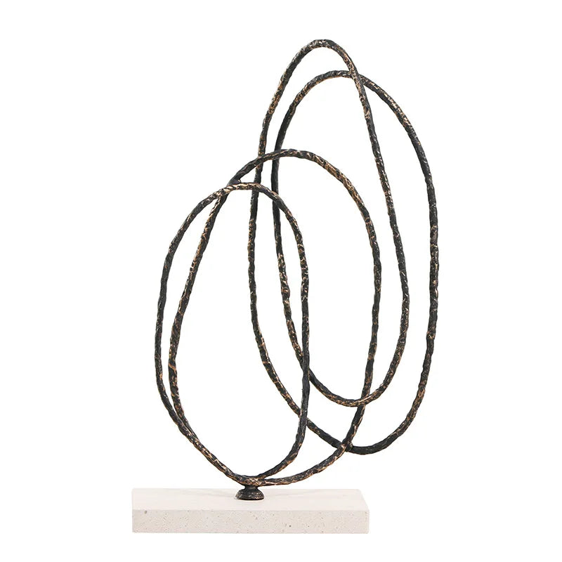 Afralia™ Geometric Abstract Face Metal Statue Figurine Home Decoration