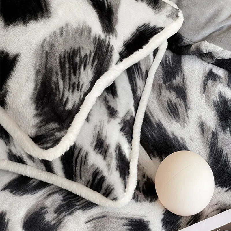 Afralia™ Winter Faux Rabbit Plush Stripe Bedding Set with Milk Velvet Duvet Cover