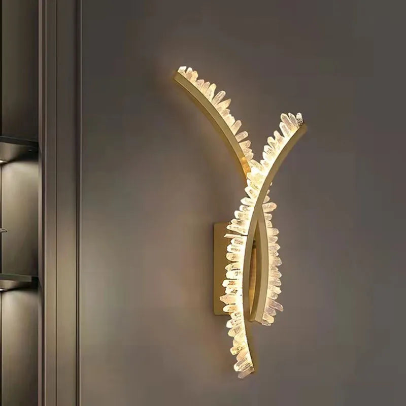 Afralia™ Crystal Gold Metal Wall Light: Luxury Stainless Steel Sconce for Home Decor