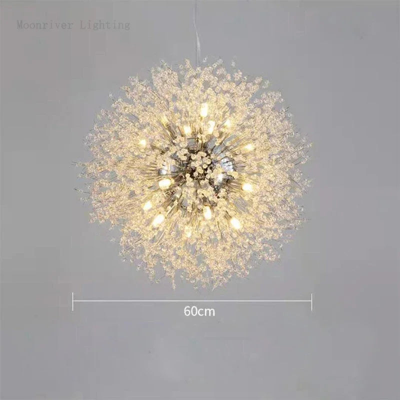 Afralia™ Luxury Crystal Dandelion Chandelier for Modern Living Room, LED Pendant Light