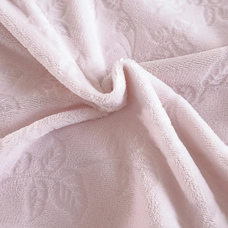 Afralia™ Princess Velvet Fleece Ruffles Winter Bedding Set - Plush Coral Velvet Duvet Cover & Sheet