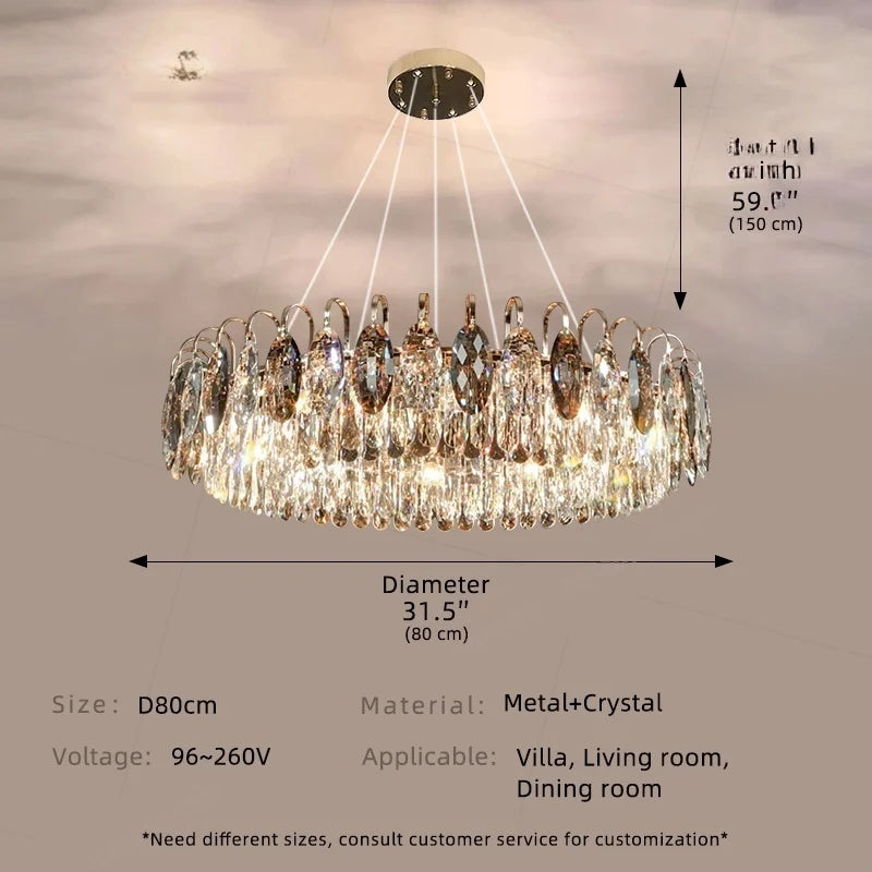 Afralia™ Crystal Chandelier Pendant Light Modern Minimalist Luxury Lighting