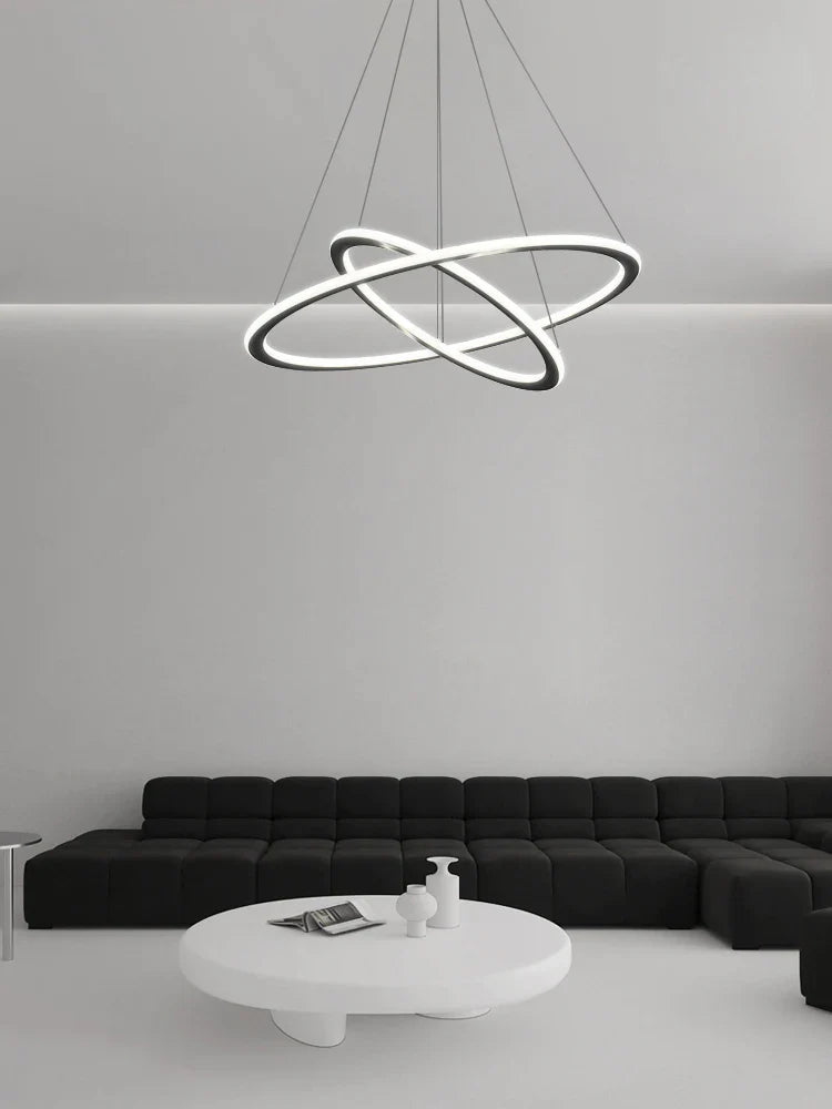 Afralia™ Nordic Circle Ring LED Chandelier: Minimalist Living Room Pendant Light