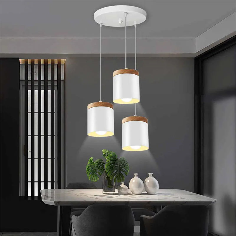 Afralia™ Wood Aluminum Pendant Lights 3-Heads White Chandelier