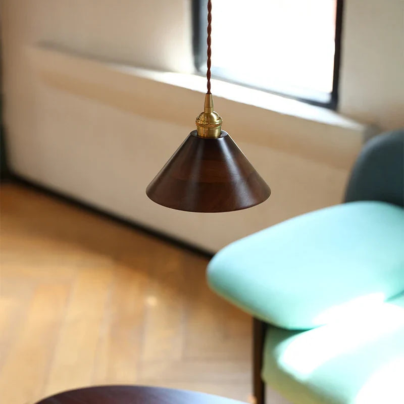 Afralia™ Walnut Wood LED Pendant Lamp 200cm Adjustable Nordic Modern Hanging Light