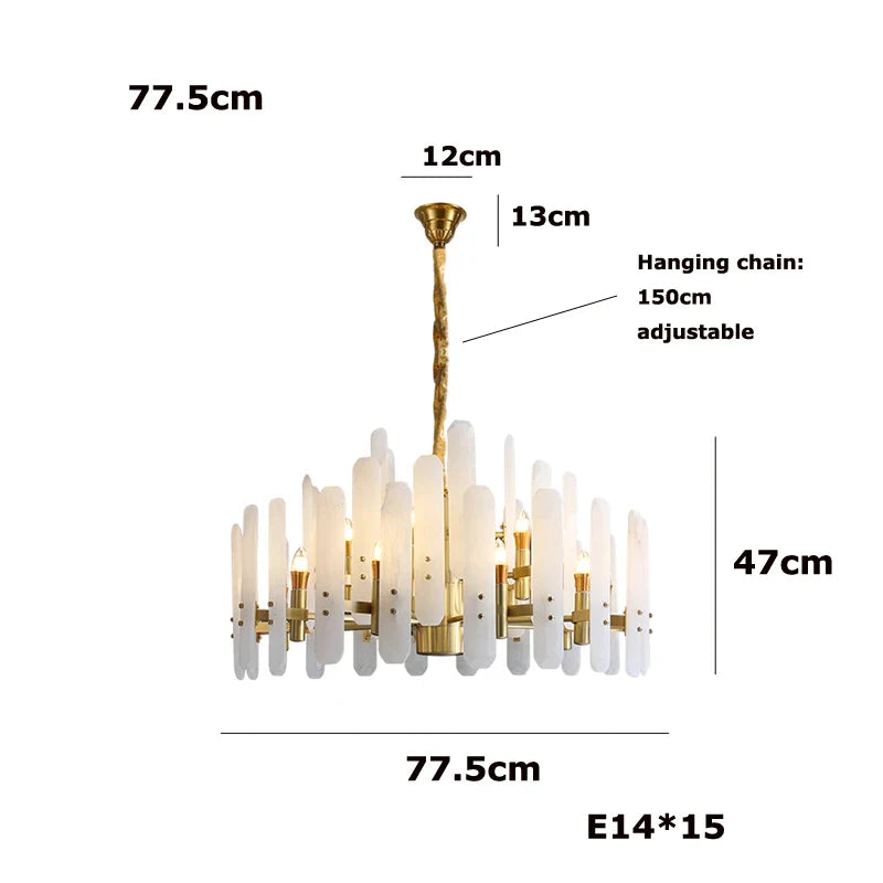 Afralia™ Gold Chrome LED Alabaster Chandelier for Dinning Room