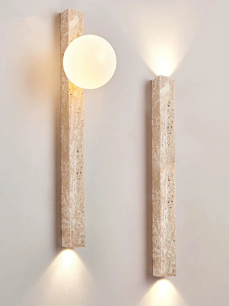 Afralia™ Retro Stone Wall Lamp: Japandi Long Sconces for Cozy Living Spaces