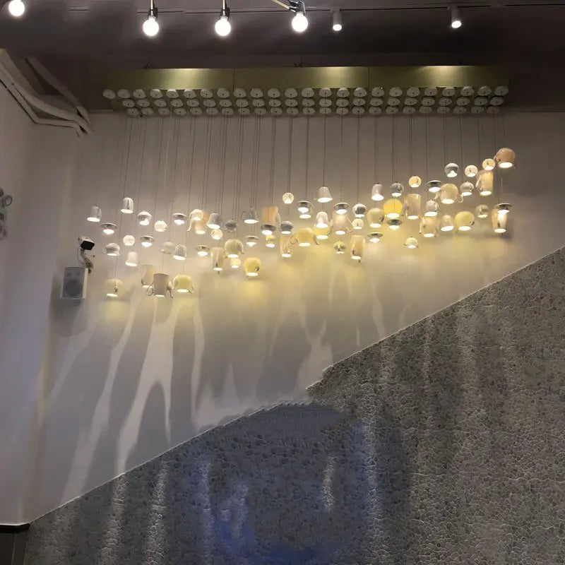 Afralia™ Ceramic LED Pendant Lights Tea Cup Teapot Hanging Lamp for Kitchen Dining Room