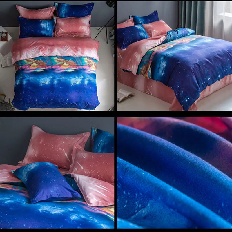 Afralia™ Starry Sky 3D Printed Quilt Cover Set | Romantic Design for Single Double Beds