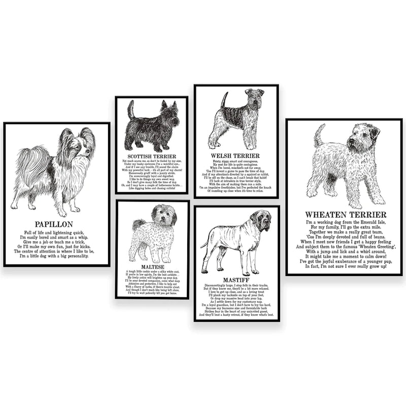 Afralia™ Dog Breed Poster featuring Rhodesian Ridgeback, Havanese, and More