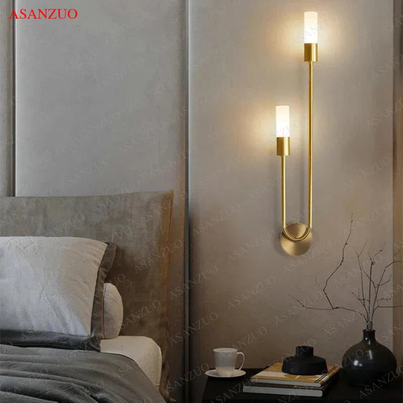 Afralia™ LED Gold Candlestick Wall Light for Indoor Decor and Ambiance