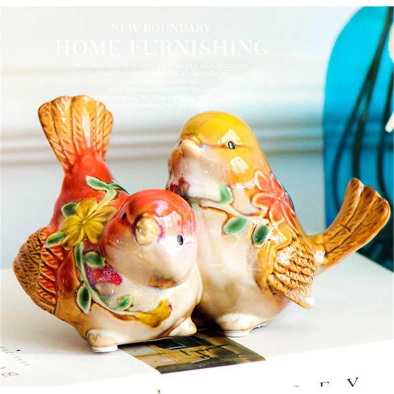 Afralia™ Love Birds Porcelain Couple Ornament Home Decor Craft Model