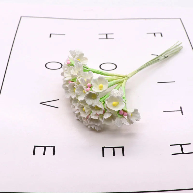 Afralia™ Mini Paper Rose Bouquet Wedding Decoration Artificial Flower DIY Scrapbooking