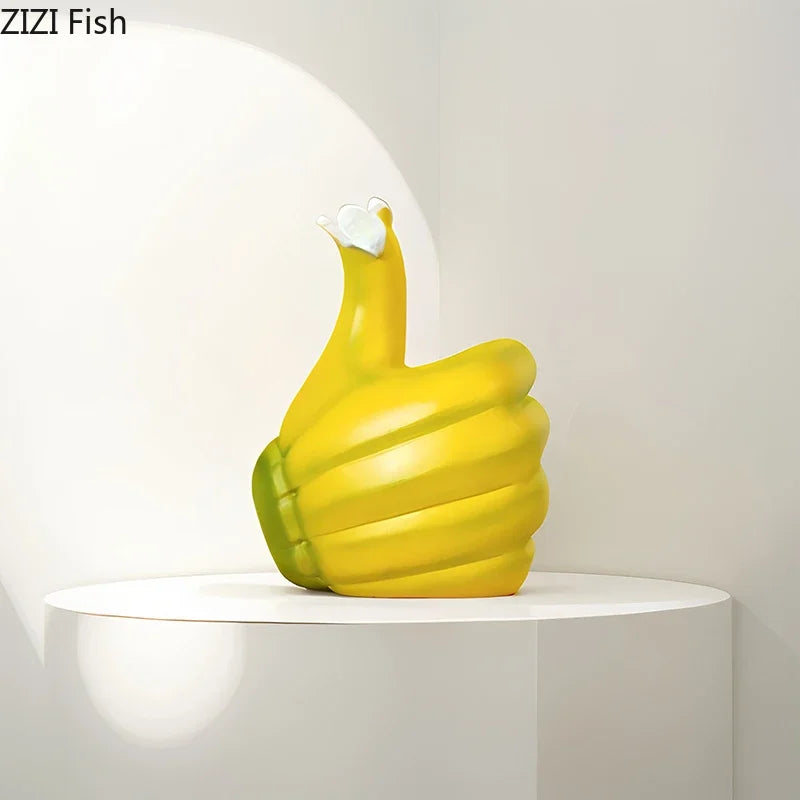 Afralia™ Banana Fist Thumbs-up Resin Statue Desk Ornament for Room Decor