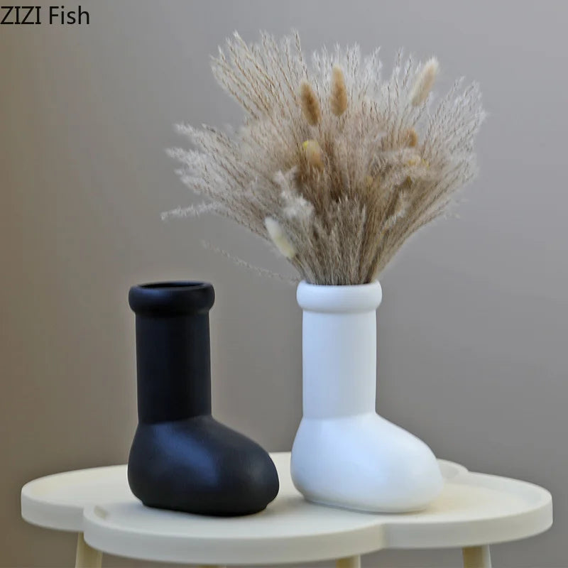 Afralia™ Hand/foot Ceramic Vase: Desk Decor Flowers Arrangement Vase Room Aesthetic Display