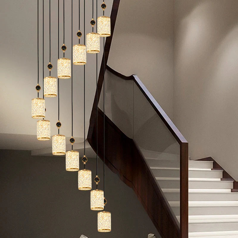 Afralia™ Rotating Chinese Style Stair Chandelier: High-End Villa Duplex Lamps