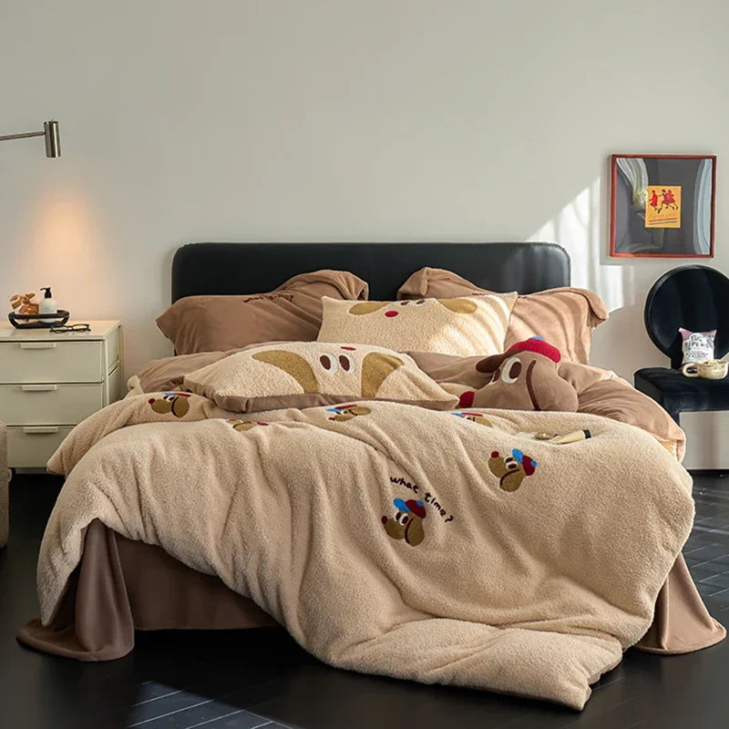 Afralia™ Winter Velvet Warmth Queen Bedding Set with Sheet and Pillowcase
