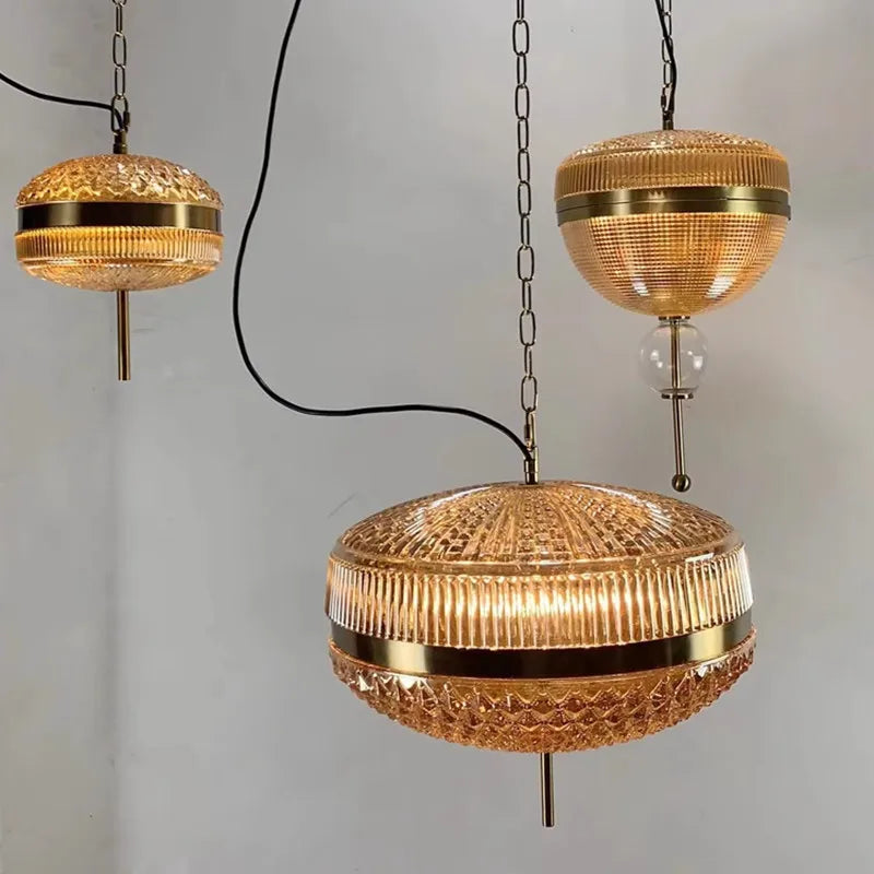 Afralia™ Yellow Glass Chandelier Pendant Lamp for Hotel, Parlor, Dining Room, Bedroom