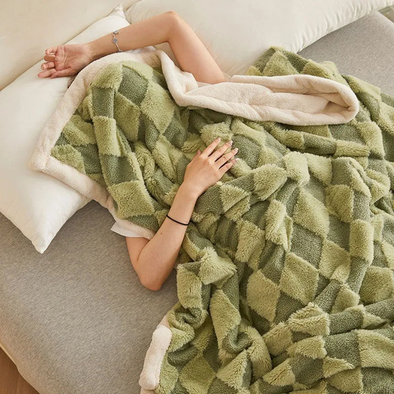 Afralia™ Plaid Double-Layer Thick Blanket for Four Seasons