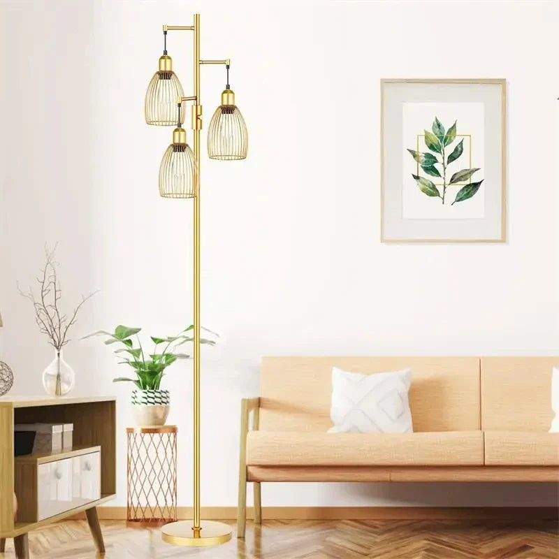 Afralia™ LED Birdcage Floor Lamp for Home Décor and Reading in Bedroom, Study, Living Room.