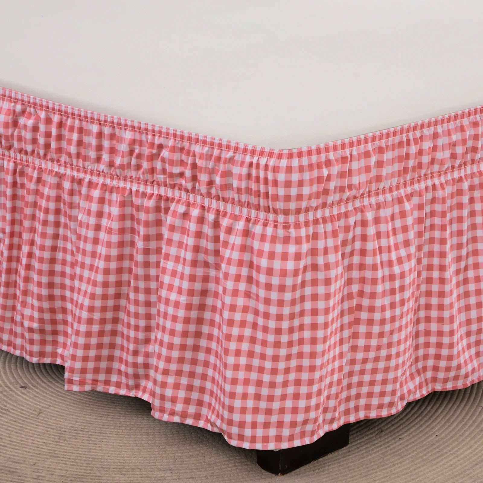 Afralia™ Elastic Band Diamond Lattice Ruffled Bed Skirt for Queen Size Mattress